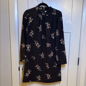 Floral Black Long Sleeve Dress